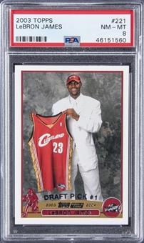 2003-04 Topps #221 LeBron James Rookie Card - PSA NM-MT 8